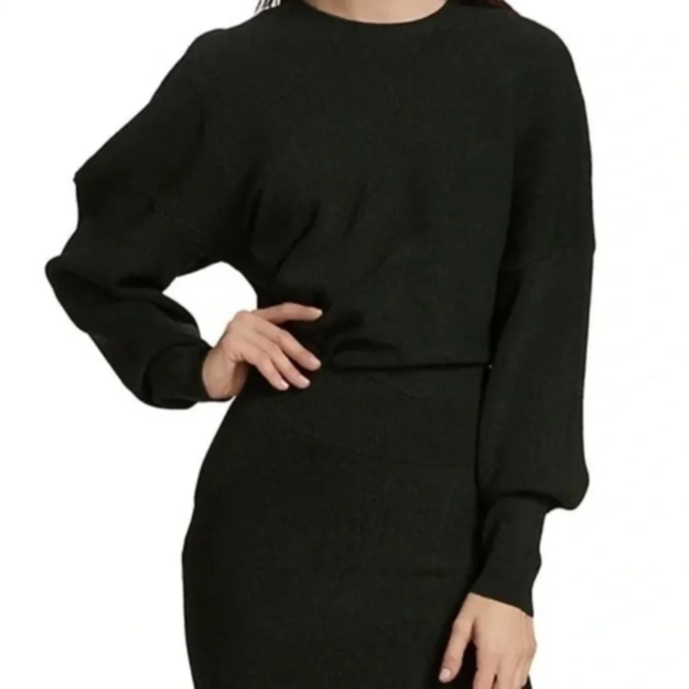 GANNI Dark Green Melange Knit Dress